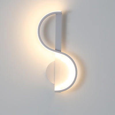 Contemporary Creative Music Note Shape Line Round Silicone Iron LED Wall Sconce Lamp For Living Room