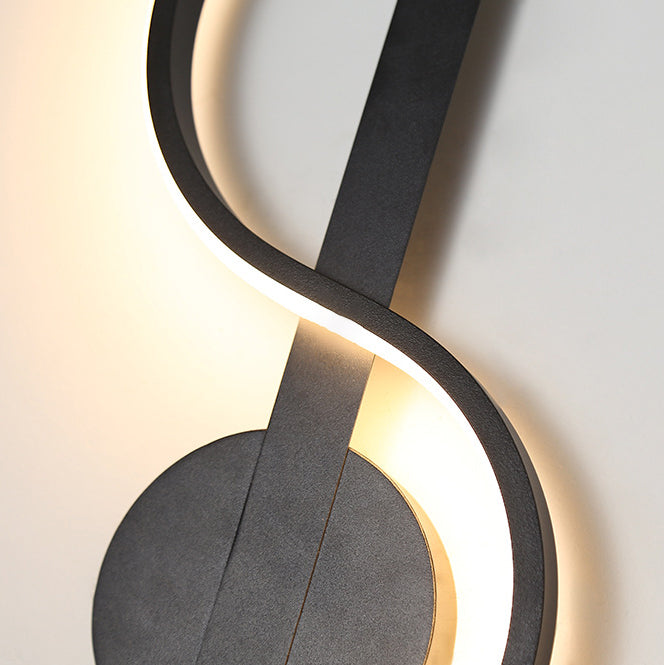 Applique murale LED en fer en silicone ronde en forme de note de musique créative contemporaine pour salon 