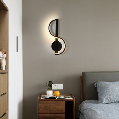 Contemporary Creative Music Note Shape Line Round Silicone Iron LED Wall Sconce Lamp For Living Room