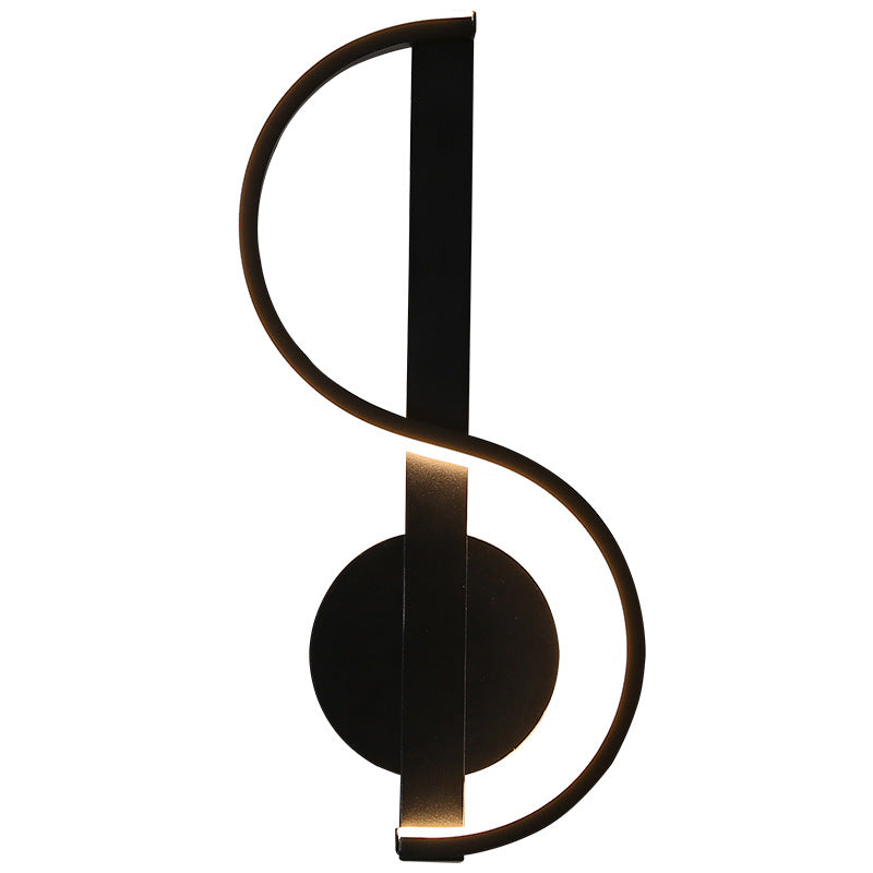 Applique murale LED en fer en silicone ronde en forme de note de musique créative contemporaine pour salon 