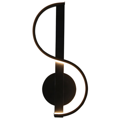 Contemporary Creative Music Note Shape Line Round Silicone Iron LED Wall Sconce Lamp For Living Room