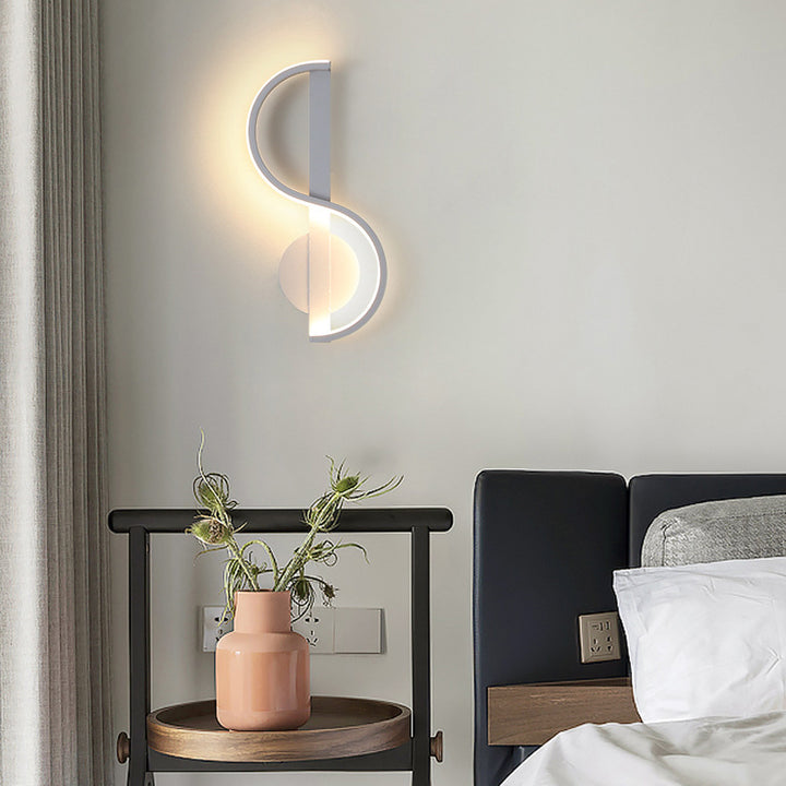 Applique murale LED en fer en silicone ronde en forme de note de musique créative contemporaine pour salon 