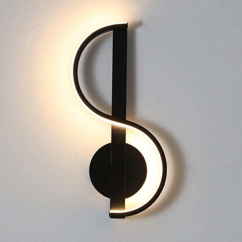 Applique murale LED en fer en silicone ronde en forme de note de musique créative contemporaine pour salon 
