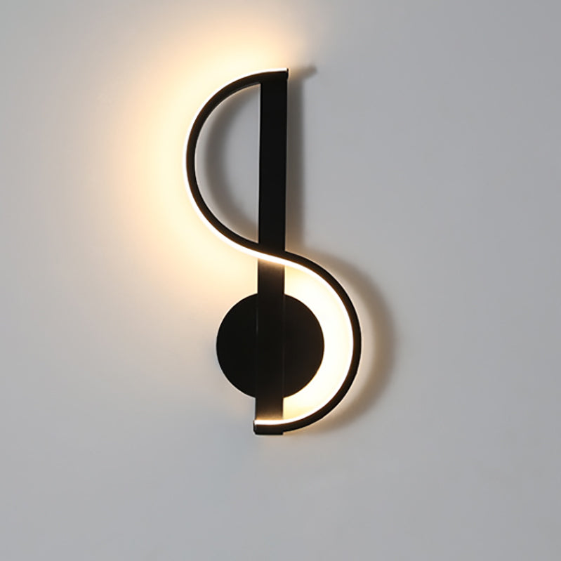 Applique murale LED en fer en silicone ronde en forme de note de musique créative contemporaine pour salon 