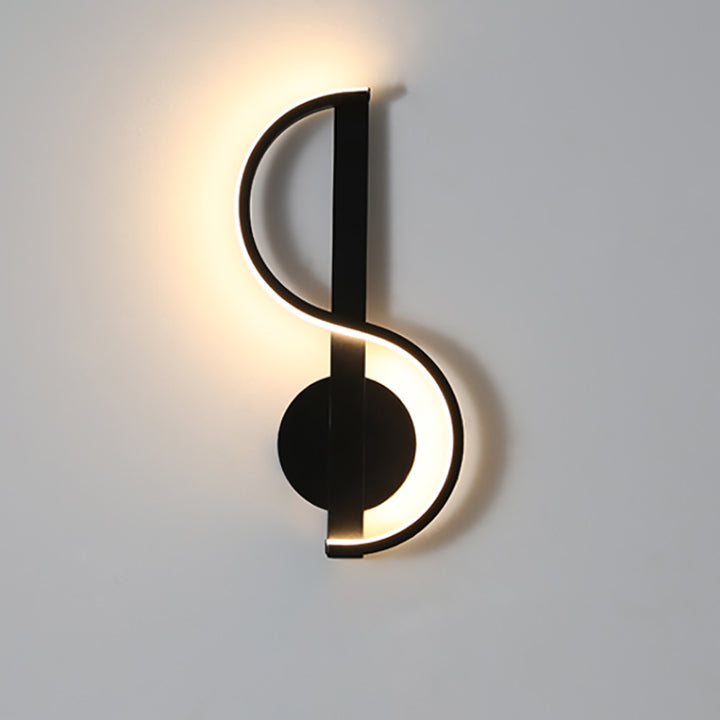 Applique murale LED en fer en silicone ronde en forme de note de musique créative contemporaine pour salon 
