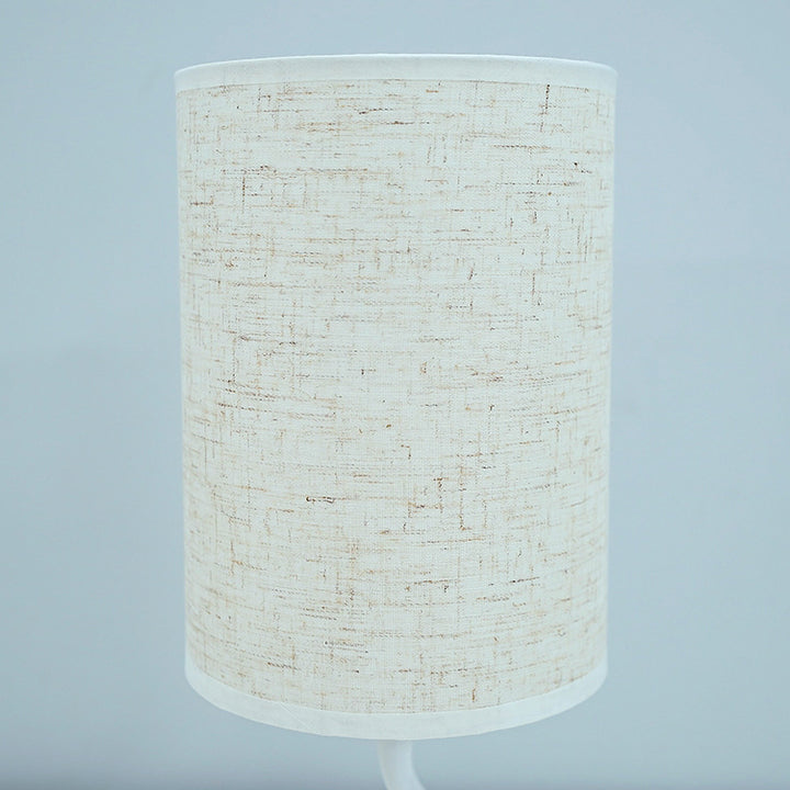 Lampe de table LED en tissu bois cylindrique minimaliste moderne pour salon 