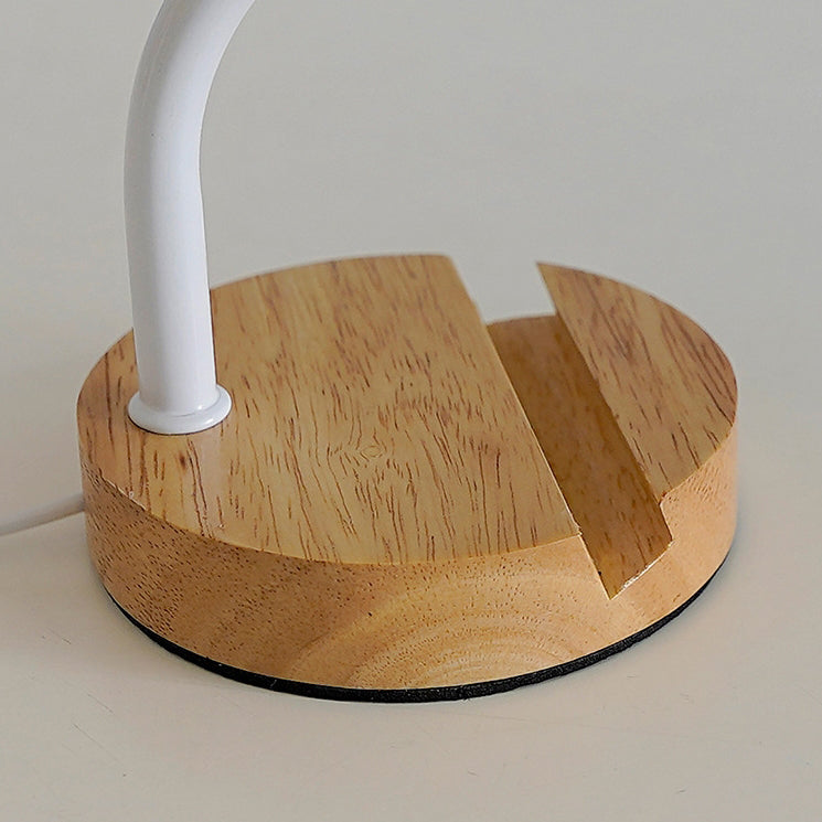 Lampe de table LED en tissu bois cylindrique minimaliste moderne pour salon 