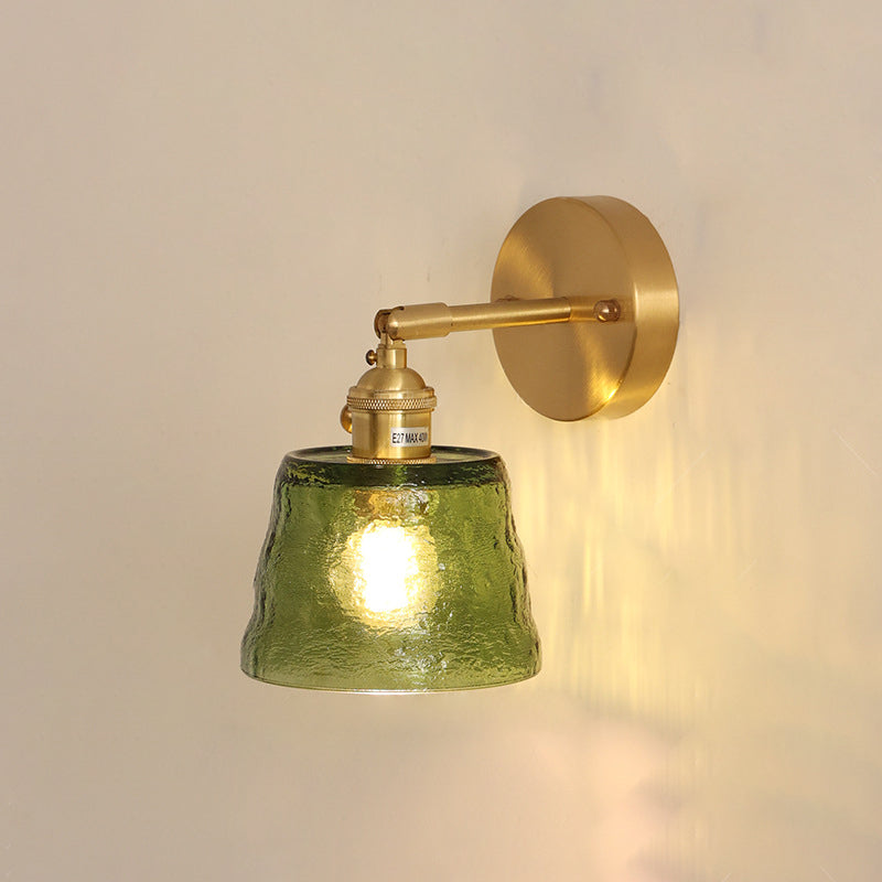 Applique Murale 1 Lumière en Fer et Verre Cône Rond Vintage Traditionnel Pour Salon 