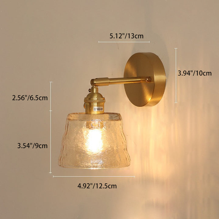 Applique Murale 1 Lumière en Fer et Verre Cône Rond Vintage Traditionnel Pour Salon 