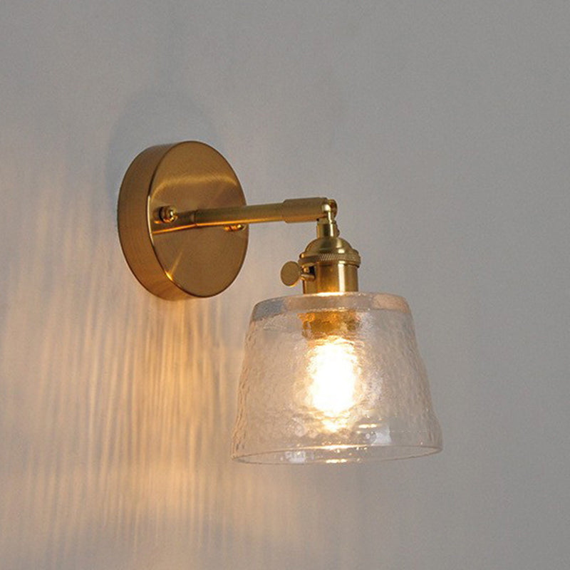 Applique Murale 1 Lumière en Fer et Verre Cône Rond Vintage Traditionnel Pour Salon 
