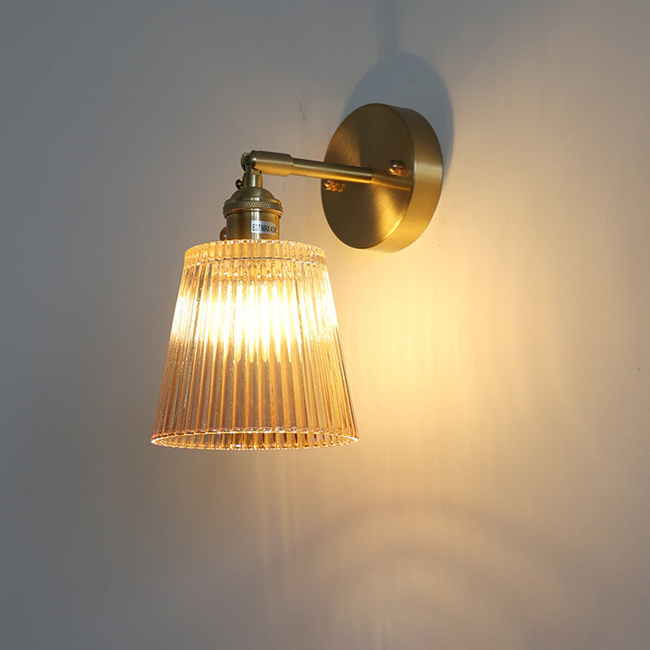 Applique Murale 1 Lumière en Fer et Verre Cône Rond Vintage Traditionnel Pour Salon 