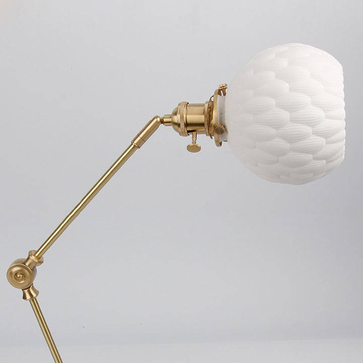 Traditionelle japanische Ball Kiefernglas Keramik Messing 1-Licht Wandleuchte für Wohnzimmer 