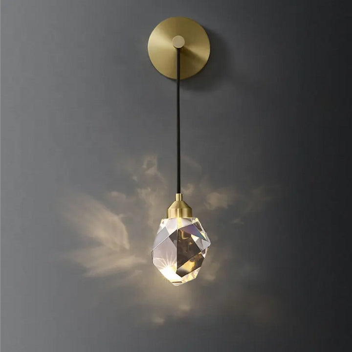 Moderne Luxus Unregelmäßige Diamant Runde Kristall Kupfer LED Wandleuchte Für Wohnzimmer 