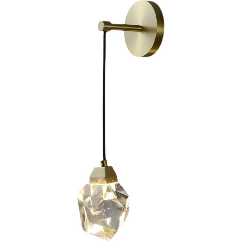 Moderne Luxus Unregelmäßige Diamant Runde Kristall Kupfer LED Wandleuchte Für Wohnzimmer 