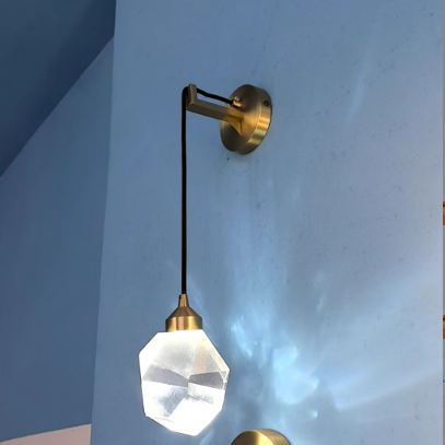 Moderne Luxus Unregelmäßige Diamant Runde Kristall Kupfer LED Wandleuchte Für Wohnzimmer 