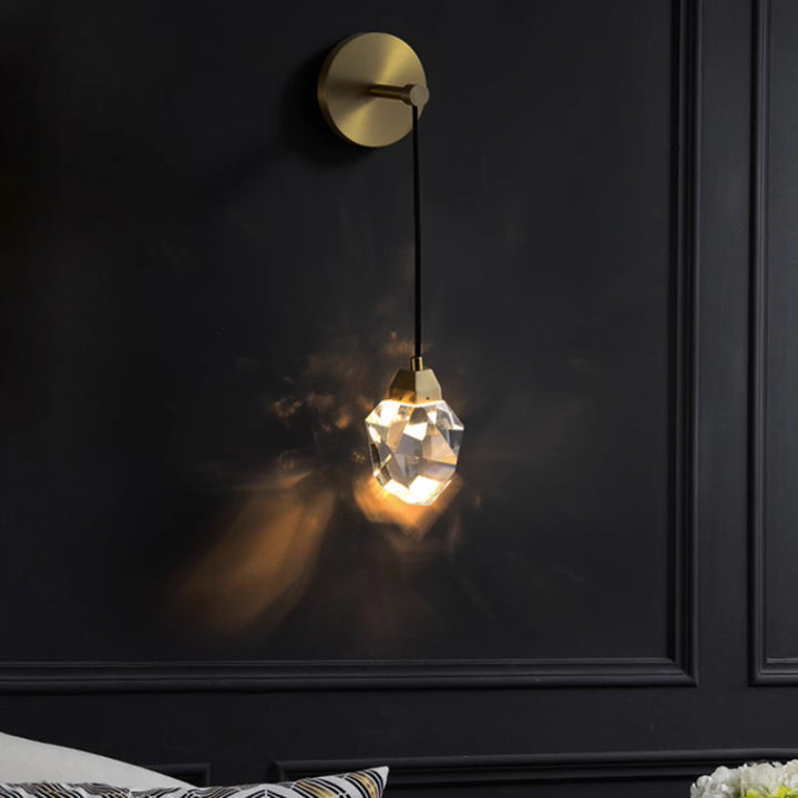 Moderne Luxus Unregelmäßige Diamant Runde Kristall Kupfer LED Wandleuchte Für Wohnzimmer 