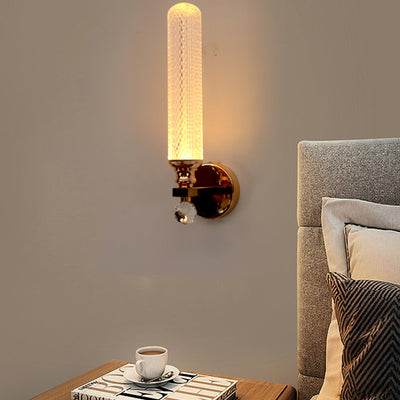 Cilindro de Lujo Moderno Redondo Medio Redondo de Acrílico Hardware Aplique de Pared de 1 Luz Para Sala de Estar 