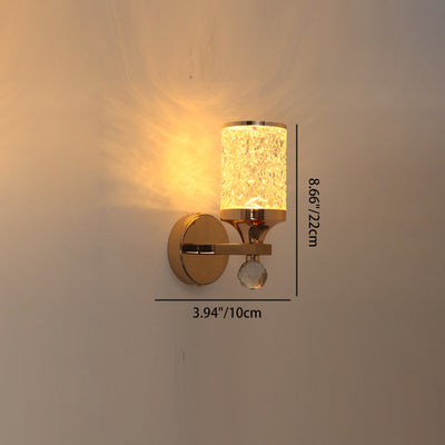 Cilindro de Lujo Moderno Redondo Medio Redondo de Acrílico Hardware Aplique de Pared de 1 Luz Para Sala de Estar 