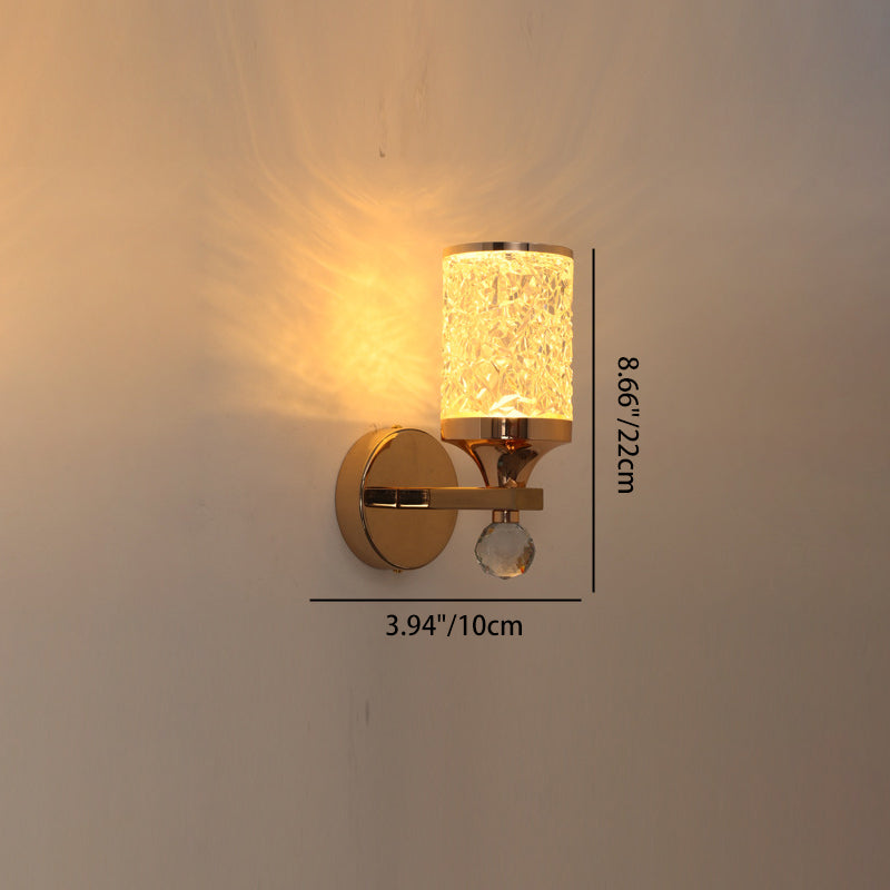 Cilindro de Lujo Moderno Redondo Medio Redondo de Acrílico Hardware Aplique de Pared de 1 Luz Para Sala de Estar 