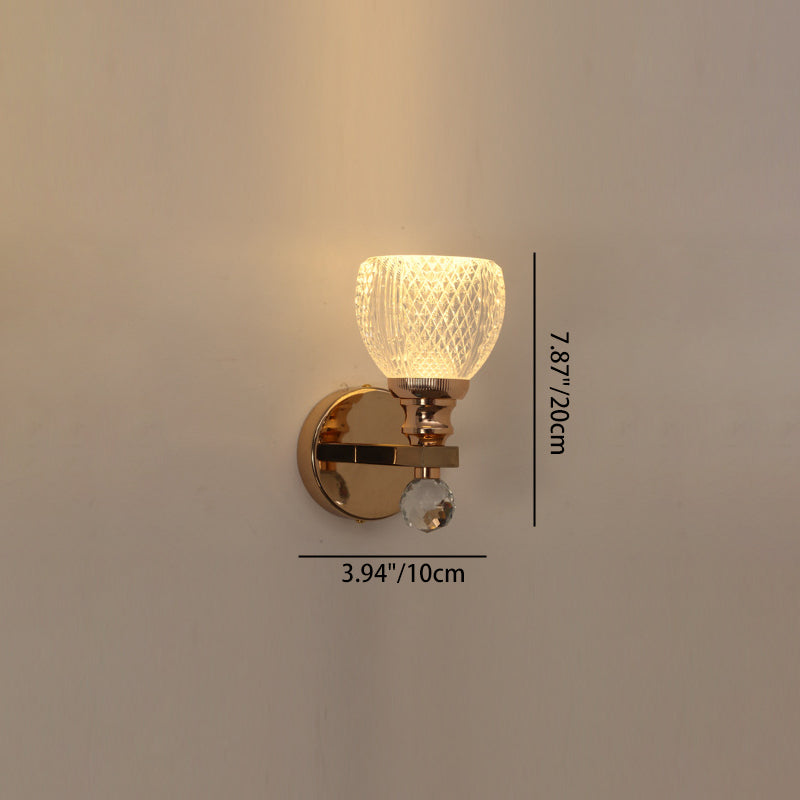 Cilindro de Lujo Moderno Redondo Medio Redondo de Acrílico Hardware Aplique de Pared de 1 Luz Para Sala de Estar 