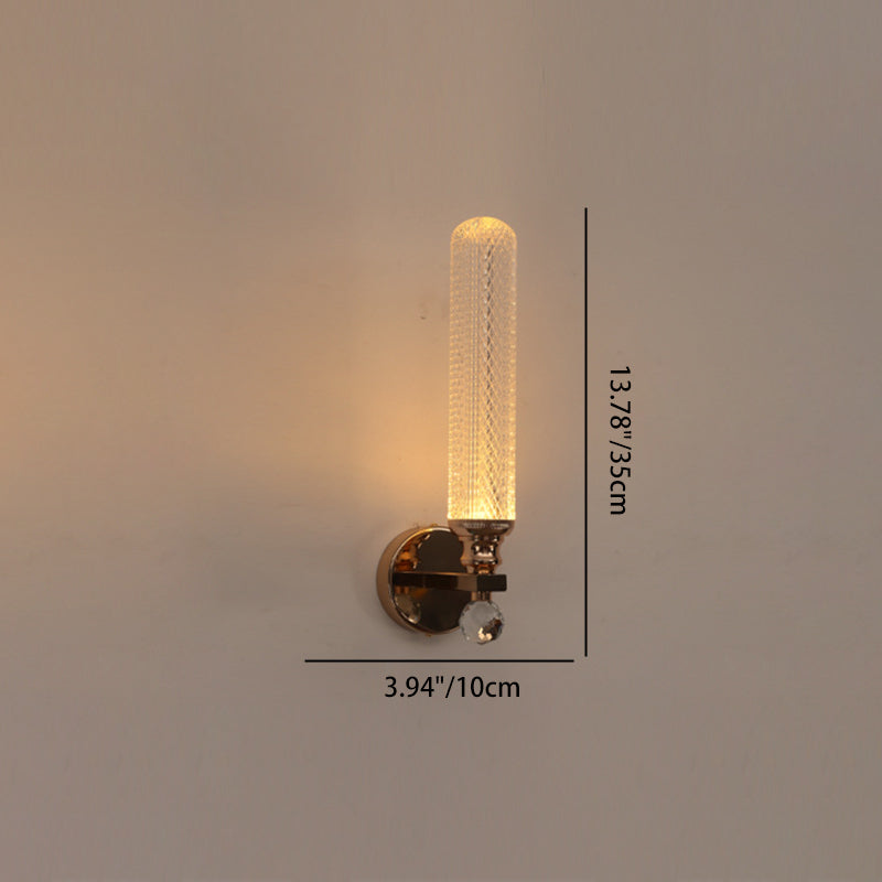 Cilindro de Lujo Moderno Redondo Medio Redondo de Acrílico Hardware Aplique de Pared de 1 Luz Para Sala de Estar 