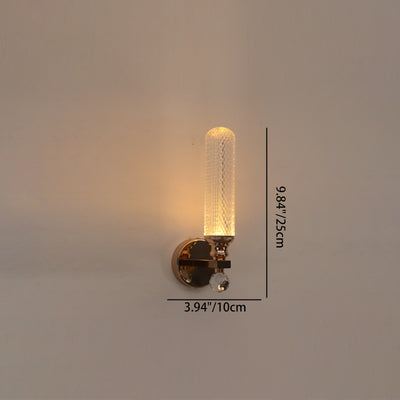 Cilindro de Lujo Moderno Redondo Medio Redondo de Acrílico Hardware Aplique de Pared de 1 Luz Para Sala de Estar 