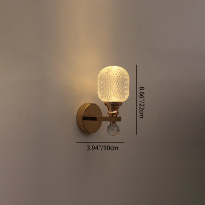 Cilindro de Lujo Moderno Redondo Medio Redondo de Acrílico Hardware Aplique de Pared de 1 Luz Para Sala de Estar 