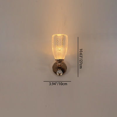 Cilindro de Lujo Moderno Redondo Medio Redondo de Acrílico Hardware Aplique de Pared de 1 Luz Para Sala de Estar 