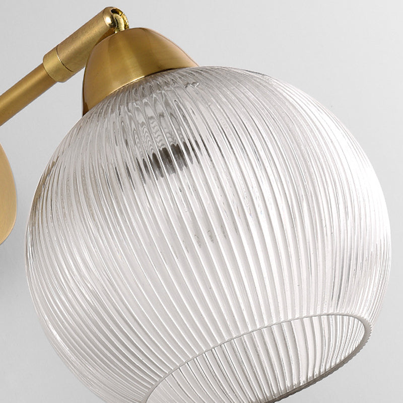 Contemporary Scandinavian Magic Bean Wave Pleat Round Glass Hardware 1-Light Wall Sconce Lamp For Living Room
