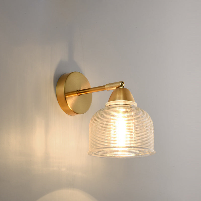 Contemporary Scandinavian Magic Bean Wave Pleat Round Glass Hardware 1-Light Wall Sconce Lamp For Living Room