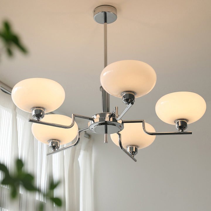 Lustre Traditionnel Vintage Plat Rond Branche Verre Courbé Fer 3/5 Lumières Pour Salon 