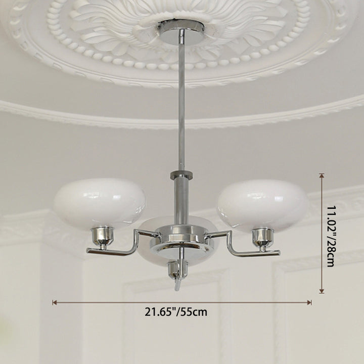 Lustre Traditionnel Vintage Plat Rond Branche Verre Courbé Fer 3/5 Lumières Pour Salon 