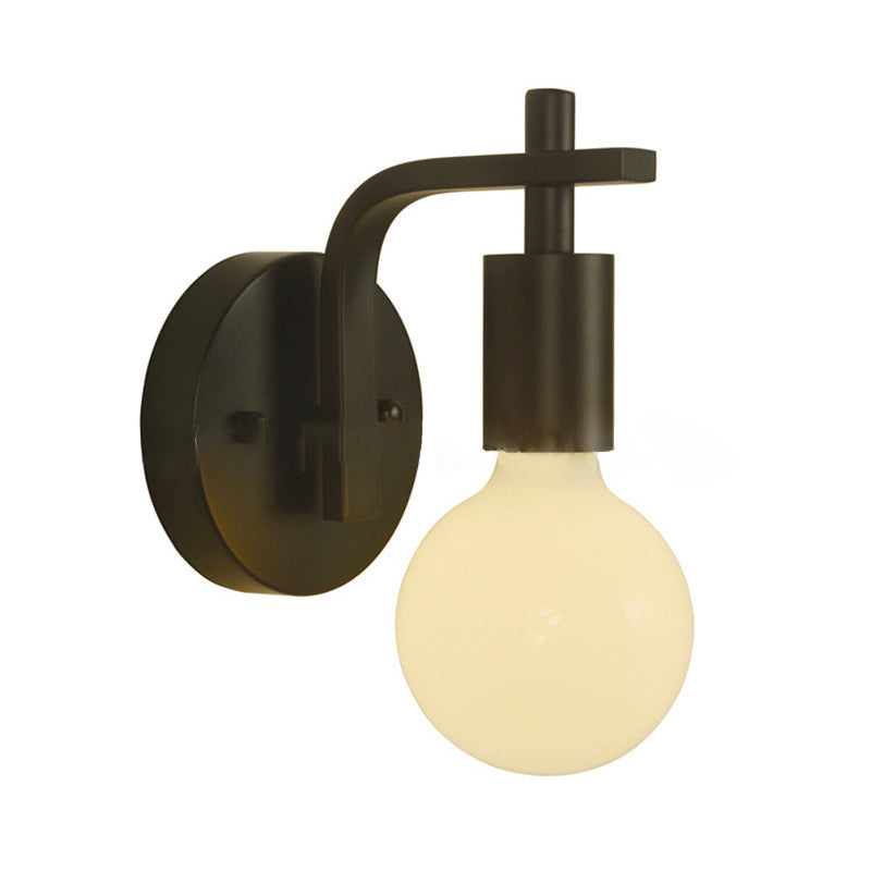 Contemporary Scandinavian Round Curved Glass Iron 1-Light Wall Sconce Lamp For Living Room