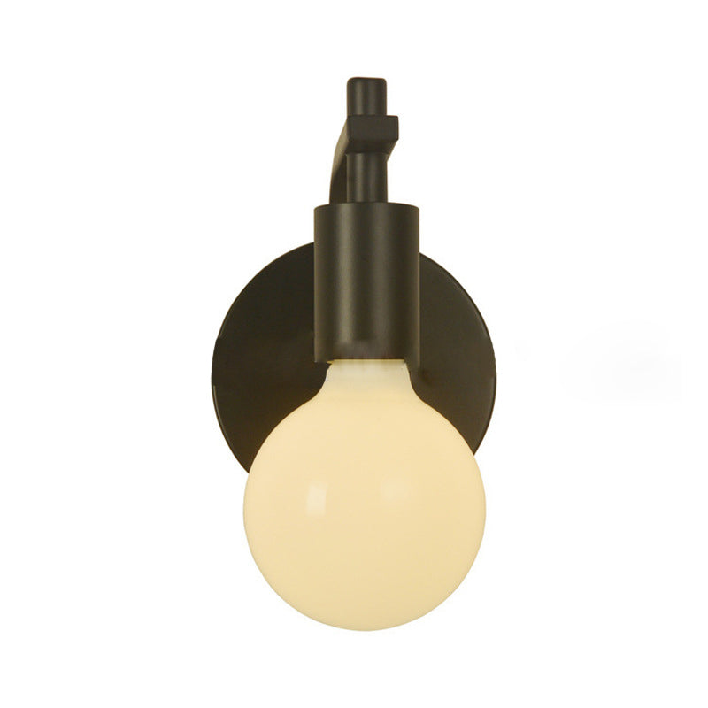 Contemporary Scandinavian Round Curved Glass Iron 1-Light Wall Sconce Lamp For Living Room
