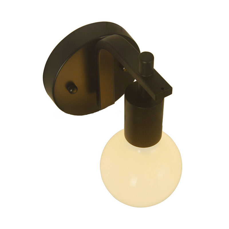 Contemporary Scandinavian Round Curved Glass Iron 1-Light Wall Sconce Lamp For Living Room