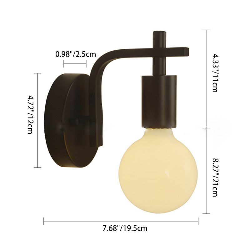Contemporary Scandinavian Round Curved Glass Iron 1-Light Wall Sconce Lamp For Living Room