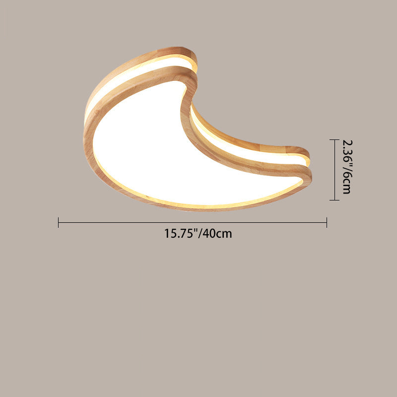 Luz de techo LED empotrada de madera con diseño Art Deco moderno de luna, nubes y estrellas para sala de estar 