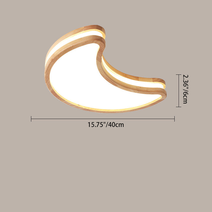 Luz de techo LED empotrada de madera con diseño Art Deco moderno de luna, nubes y estrellas para sala de estar 