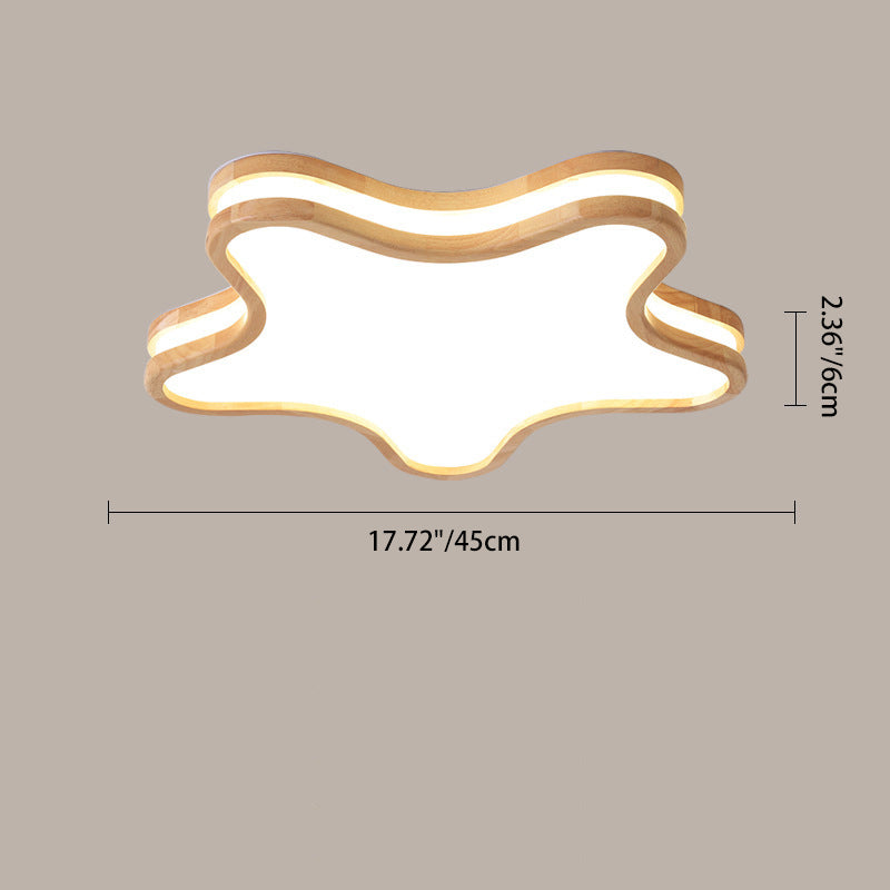 Luz de techo LED empotrada de madera con diseño Art Deco moderno de luna, nubes y estrellas para sala de estar 