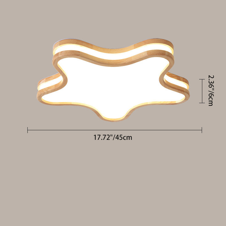Luz de techo LED empotrada de madera con diseño Art Deco moderno de luna, nubes y estrellas para sala de estar 