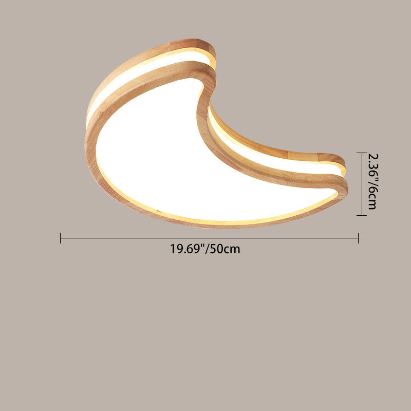 Luz de techo LED empotrada de madera con diseño Art Deco moderno de luna, nubes y estrellas para sala de estar 