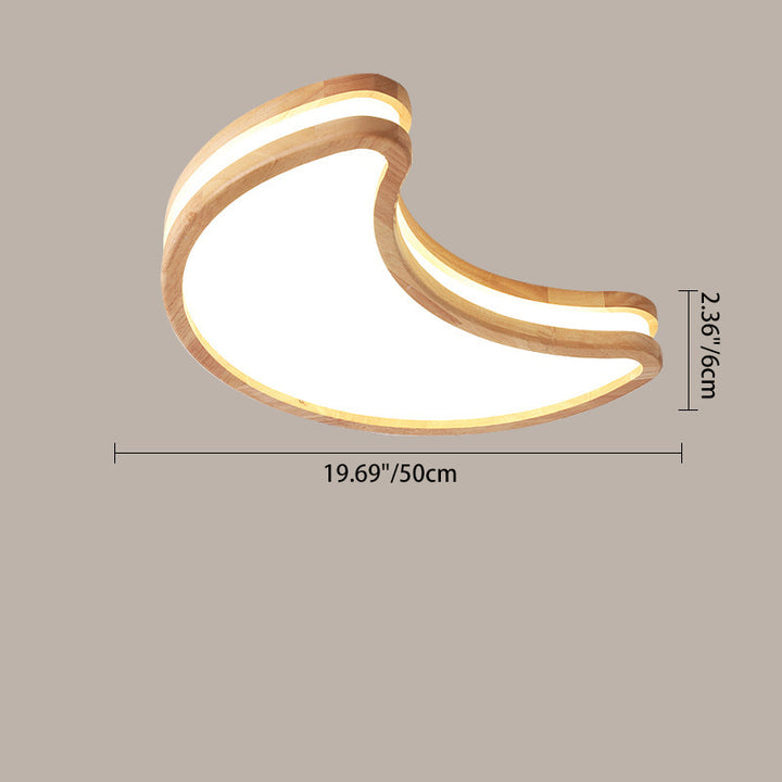 Luz de techo LED empotrada de madera con diseño Art Deco moderno de luna, nubes y estrellas para sala de estar 