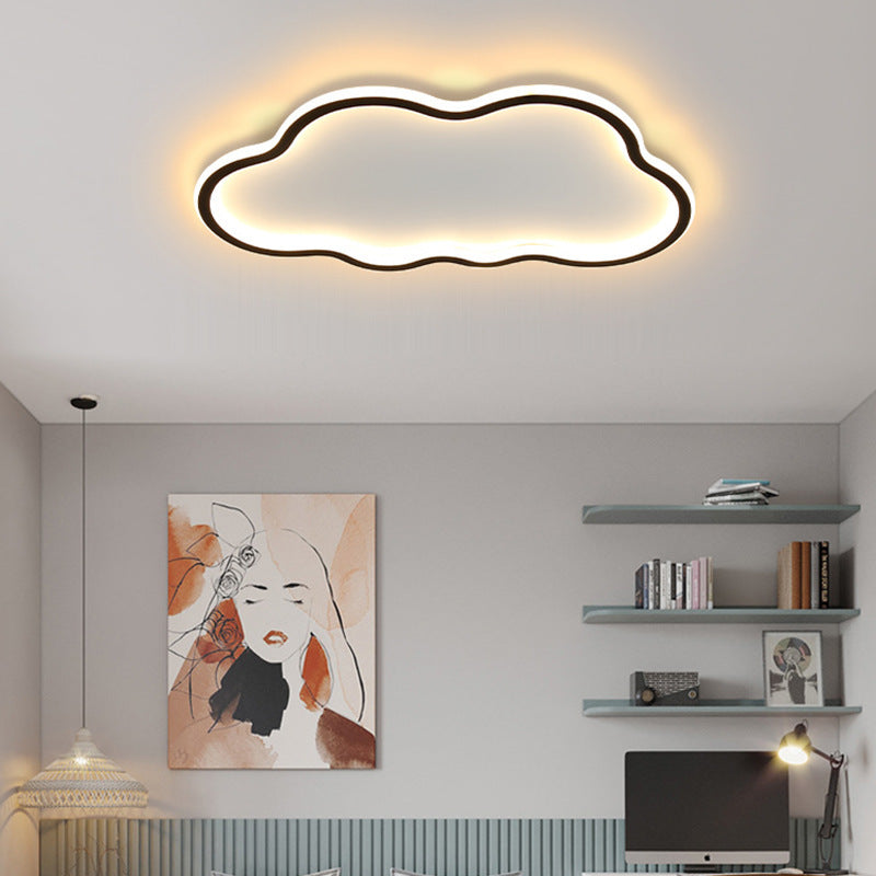 Plafonnier LED en silicone aluminium fer moderne minimaliste nuages vagues pour chambre à coucher 