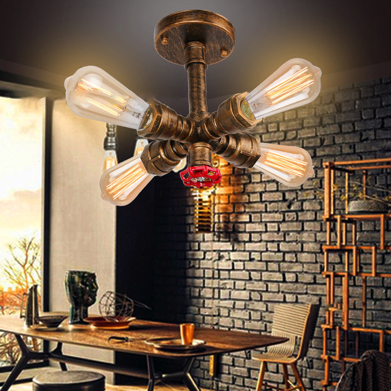 Plafonnier semi-encastré contemporain en verre rond croisé en fer à 4 lumières pour salon 
