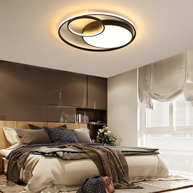 Modern Minimalist Round Stacking Ring Iron LED Flush Mount Ceiling Lig ...