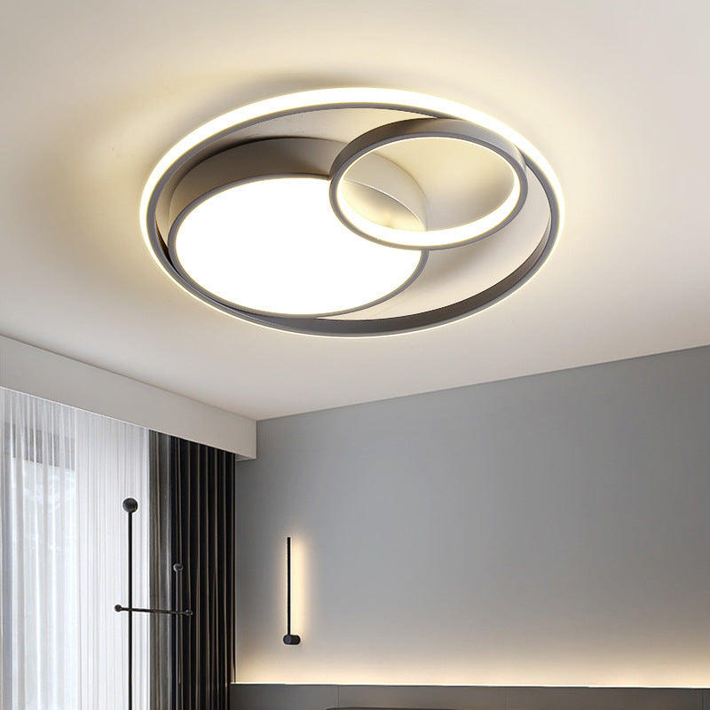 Moderne minimalistische runde Stapelring-Eisen-LED-Deckenleuchte für das Schlafzimmer 
