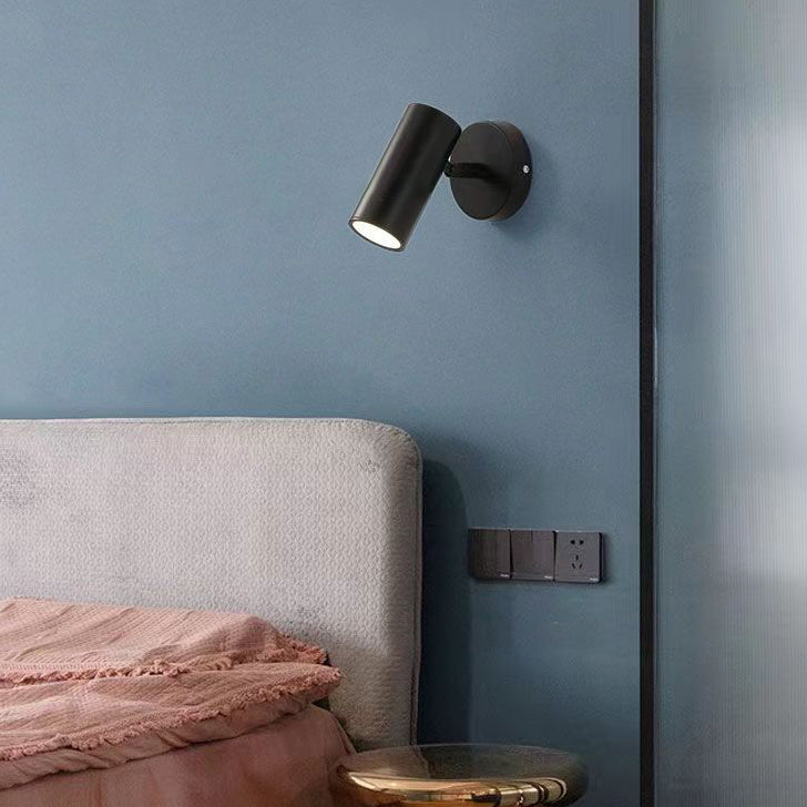 Contemporary Scandinavian Cylinder Round Curved Iron 1-Light Wall Sconce Lamp For Living Room