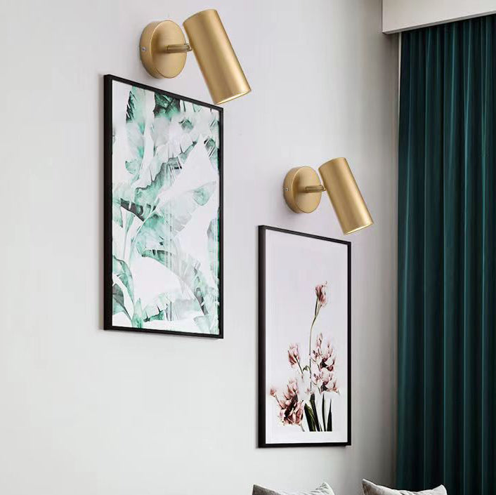 Contemporary Scandinavian Cylinder Round Curved Iron 1-Light Wall Sconce Lamp For Living Room