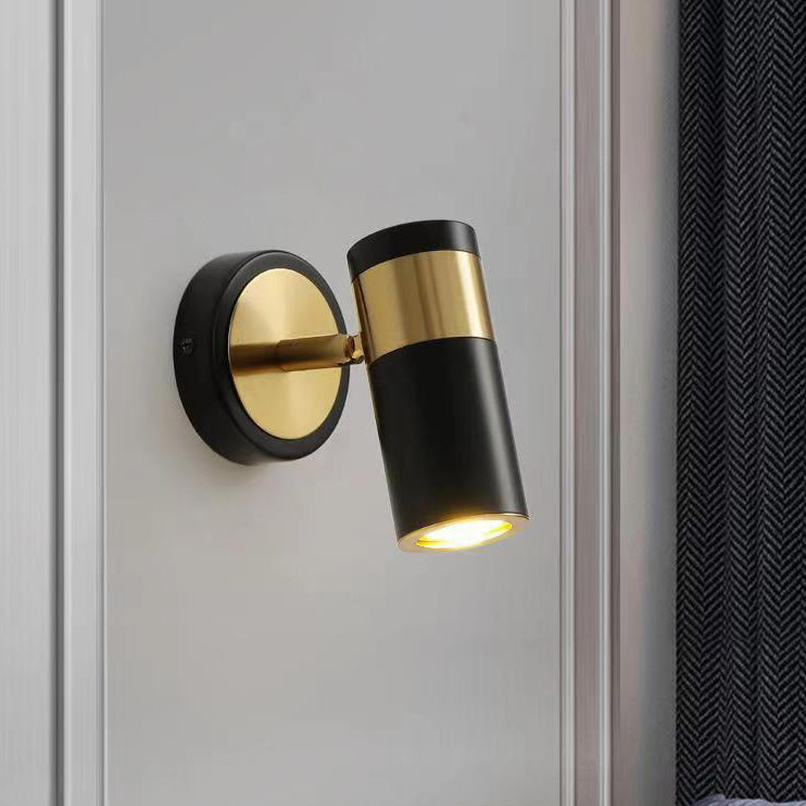 Contemporary Scandinavian Cylinder Round Curved Iron 1-Light Wall Sconce Lamp For Living Room