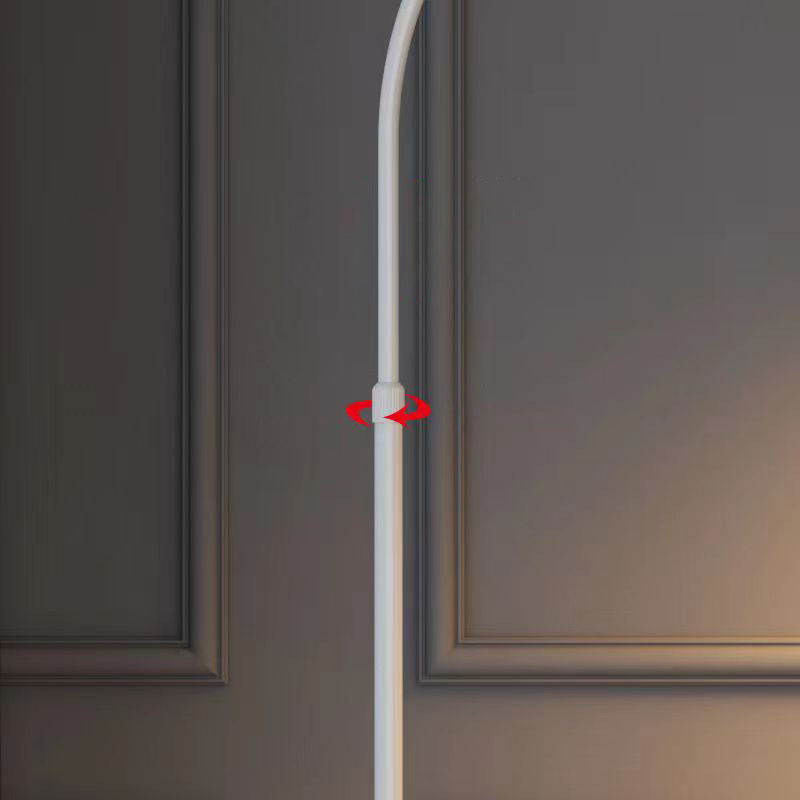Contemporary Creative Retractable Curved Round Feather Iron Marble 1-Light Standing Floor Lamp For Living Room